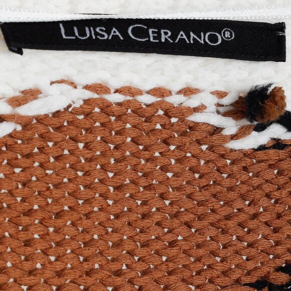 Luisa Cerano Cream Brown Animal Heart Print Pullover - Picture 5 of 11